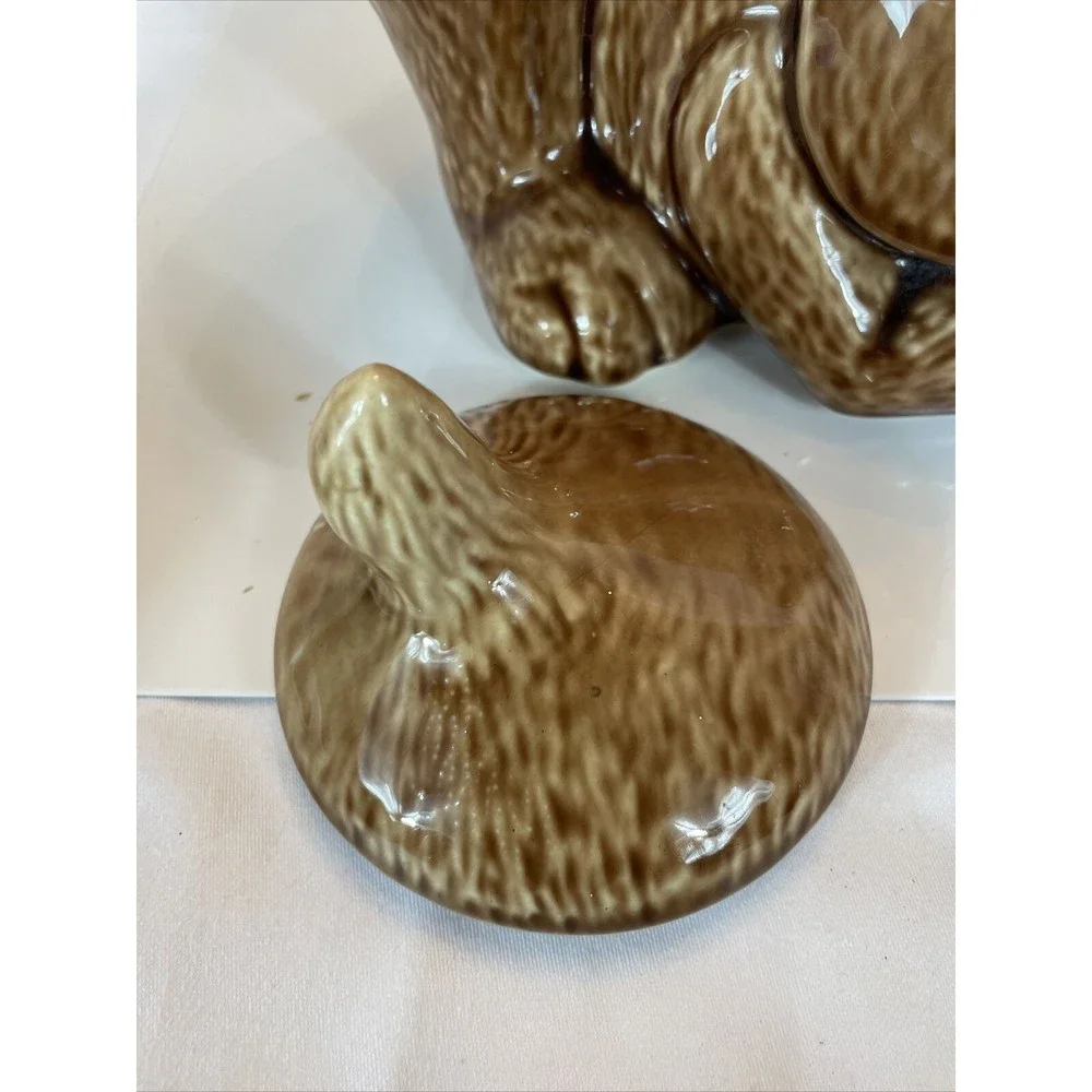 Vintage 1980s McCoy Pottery HOUND DOG Ceramic Cookie Jar Plain Face Brown #0272